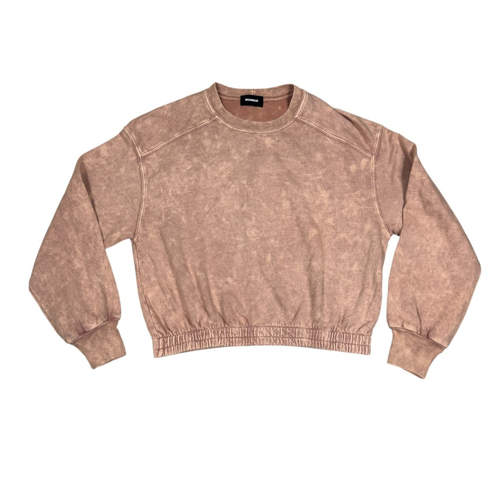 Monrow Womens Size S Stone Washed Seamed Sweatshirt